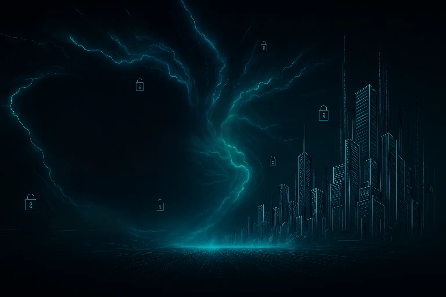 Lightning strikes representing cybersecurity protection